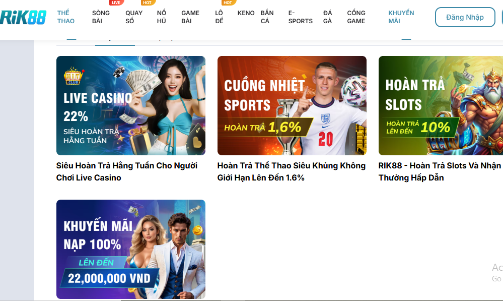 khuyến mãi tại Rik88, Ưu đãi cực khủng mỗi ngày